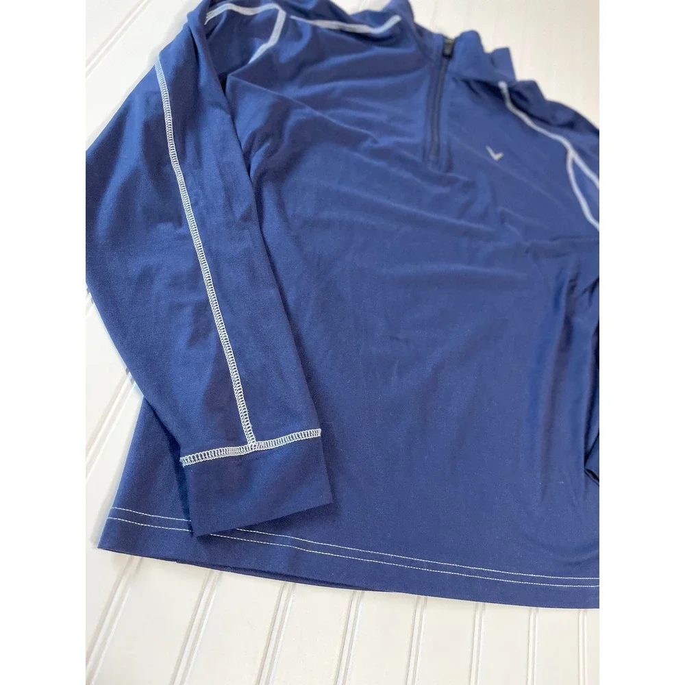 Callaway Mens Weather Series Hydrofuge Quarter-Zip Pullover Blue Medium